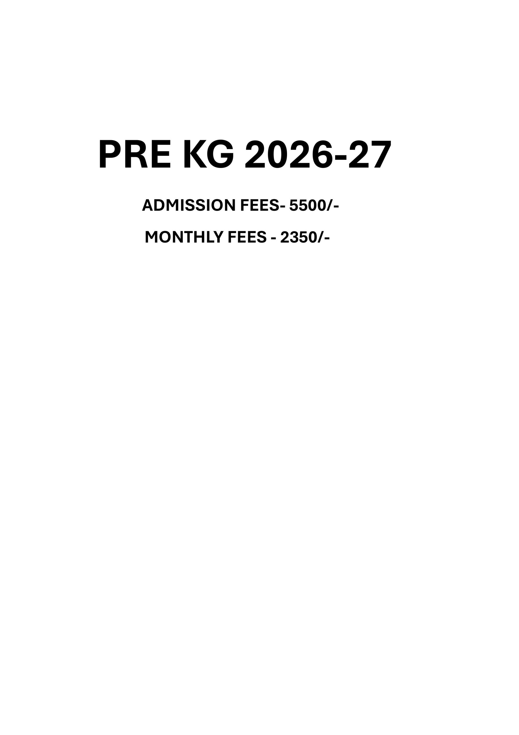 PRE KG 2026